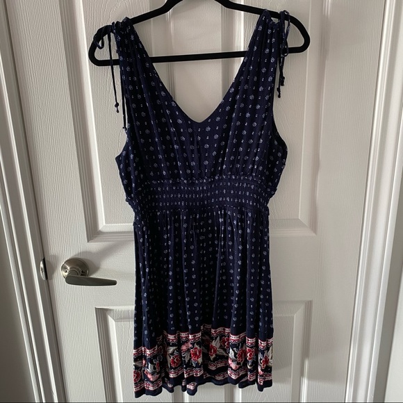 Aeropostale V-Neck Smocked Fit and Flare Dress - Picture 2 of 7